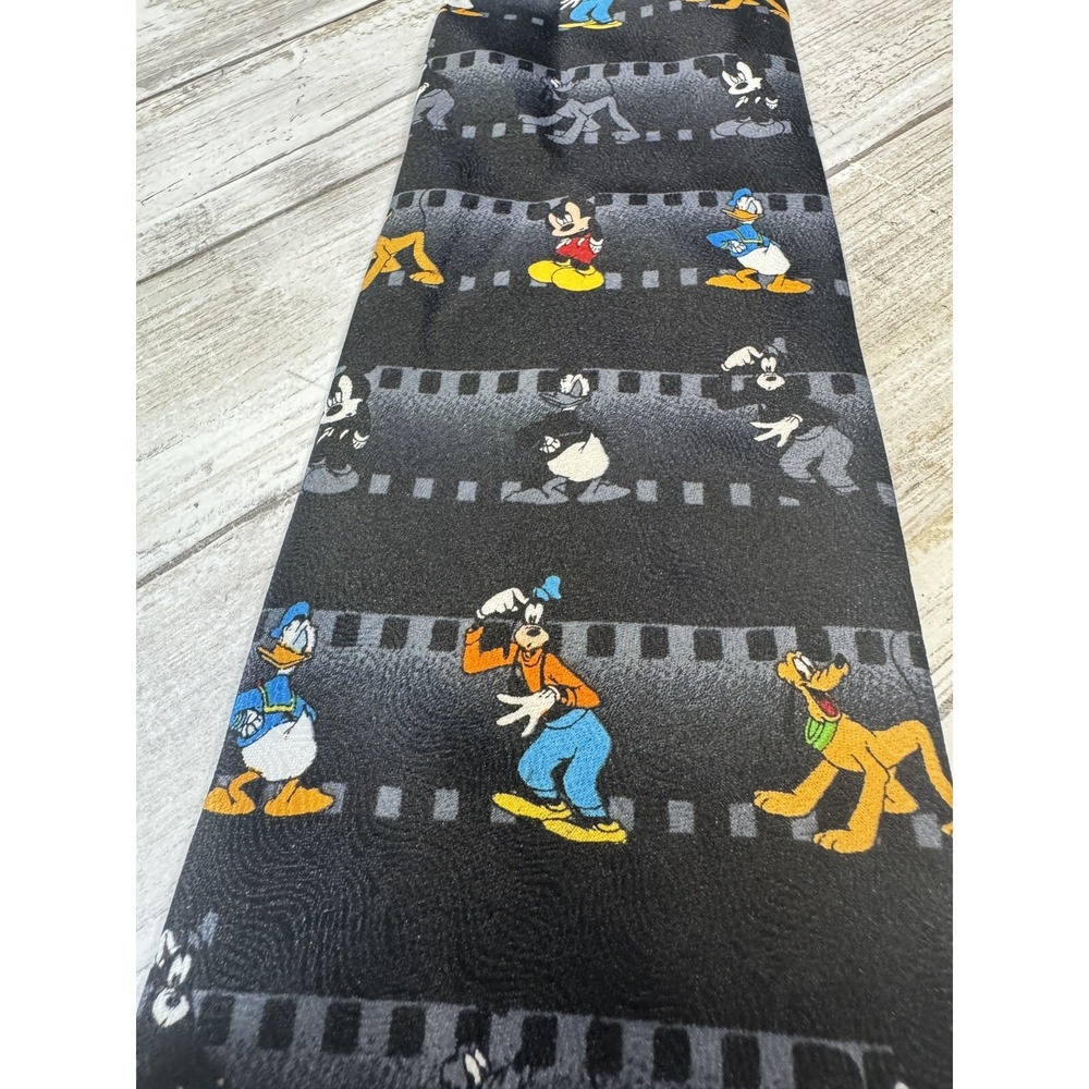 Mickey Unlimited Necktie Mickey Mouse Goofy Pluto Donald Duck Fun Black Tie - Picture 3 of 5